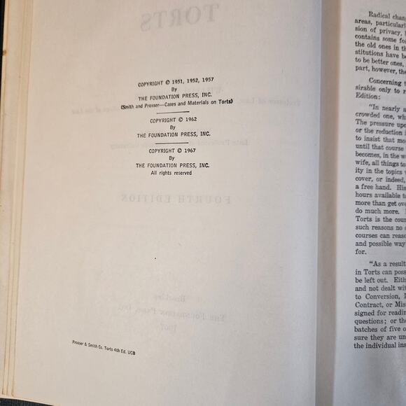 Torts Cases and Materials by William L. Prosser 1967 Law Book Legal - Picture 5 of 12
